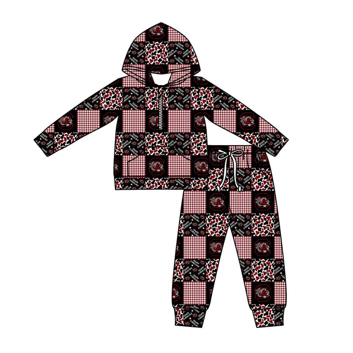 Preorder (moq 5)Baby Boys Camo C Bulls Checked Zipper Pockets Hoodies Pants Team Clothes Sets 11.27