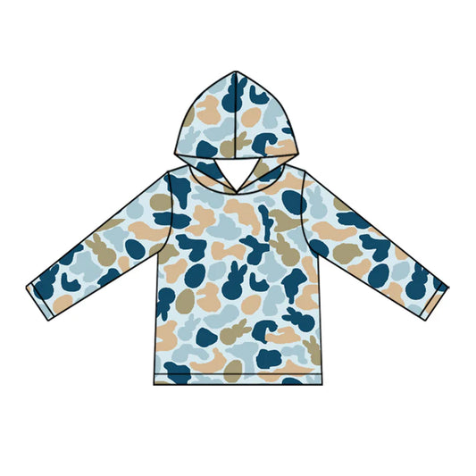 Preorder (moq 5)Baby Boys Southern Rabbits Eggs Camo Easter Hoodies Top 1.5