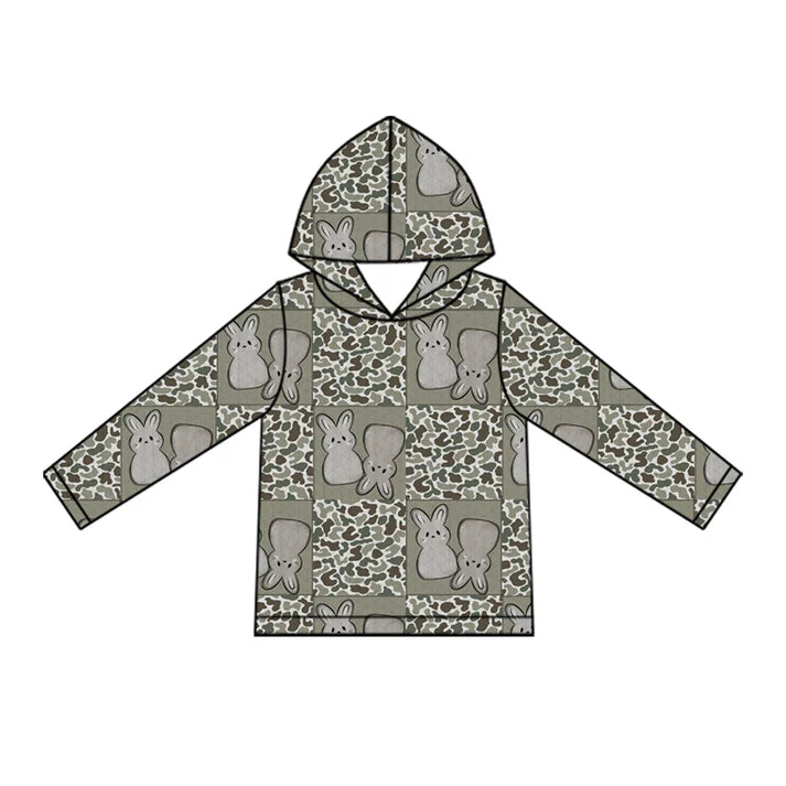 Preorder (moq 5)Baby Boys Southern Camo Rabbits Checked Easter Hoodies Top 1.5