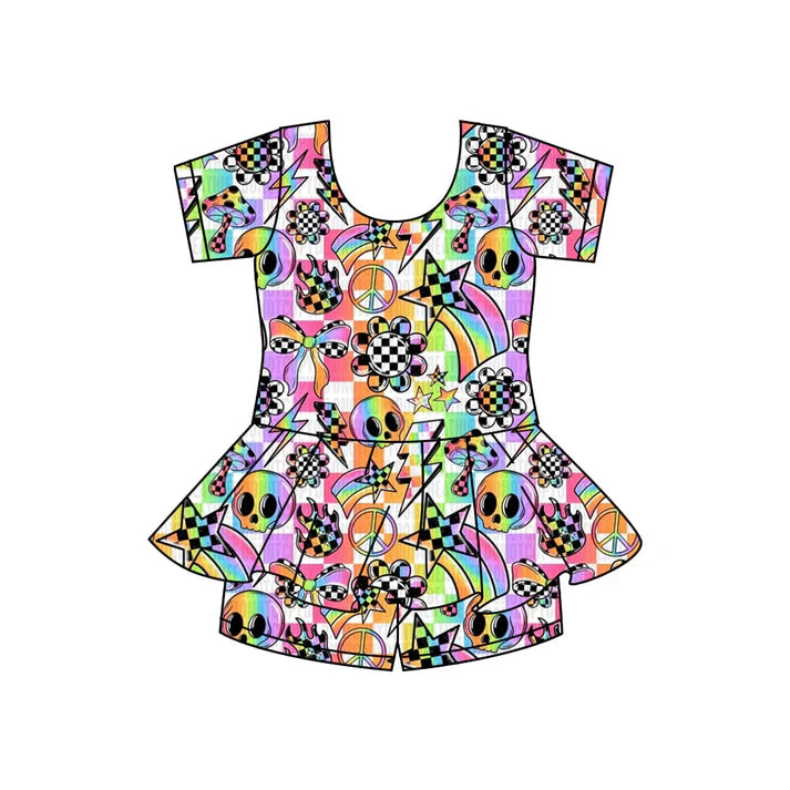 Preorder moq 5 Baby Girls Flower stars Short Sleeves Top Shorts Sets 5.8