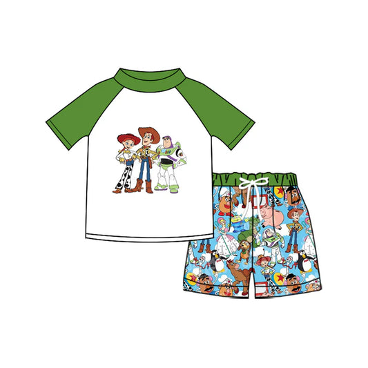 Preorder (moq 5)Baby Boys Cartoon Donkey Top Stripe Shorts Swimsuits Swimming Clothes Sets 1.10