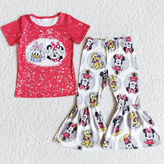 Baby Girl Clothes Boutique Kids Clothes Girls Short Sleeve Bell Bottom Outfits E7-20 3.19