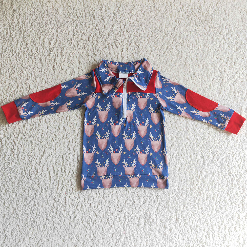 Cute Baby Boys Clothes Top Deer Print Boutique Kids T-shirt BT0071