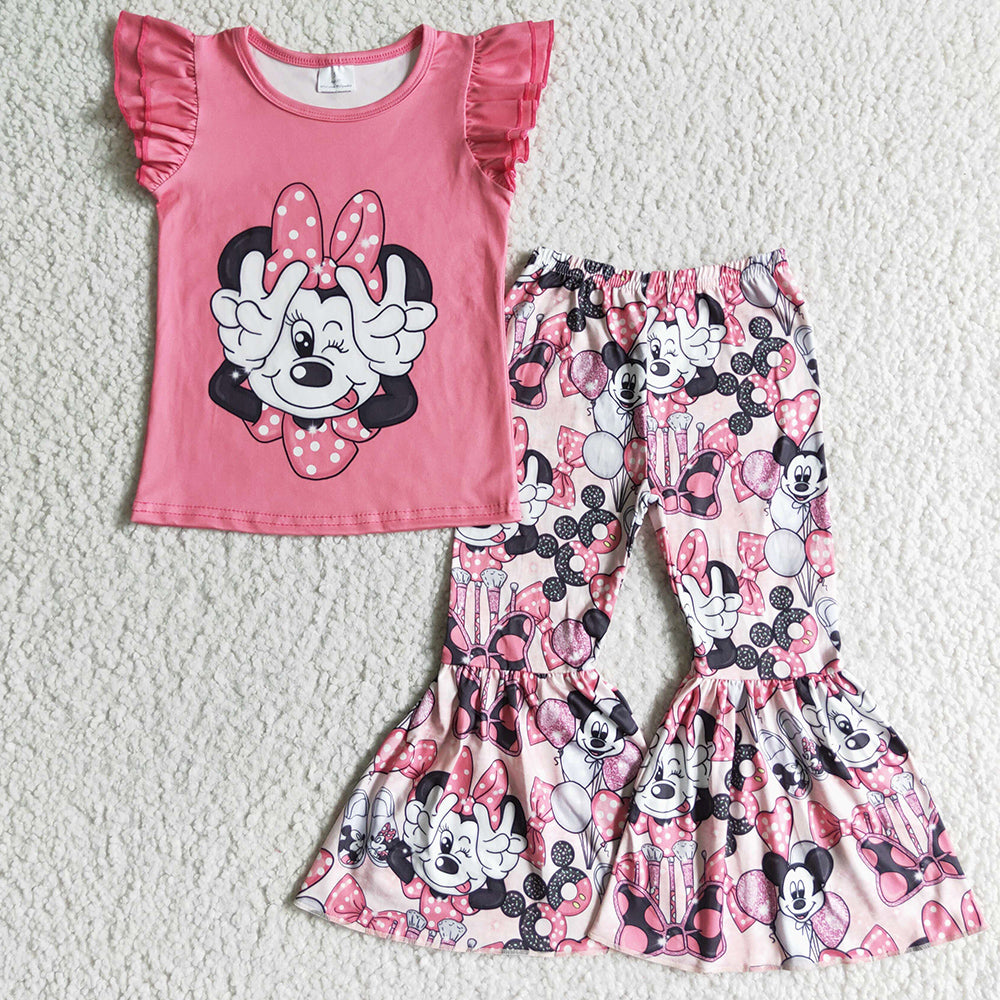 RTS Baby Girl Clothes Short Sleeve Bell Bottom Outfits GSPO0092