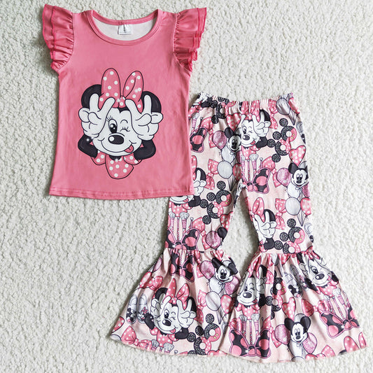 RTS Baby Girl Clothes Short Sleeve Bell Bottom Outfits GSPO0092