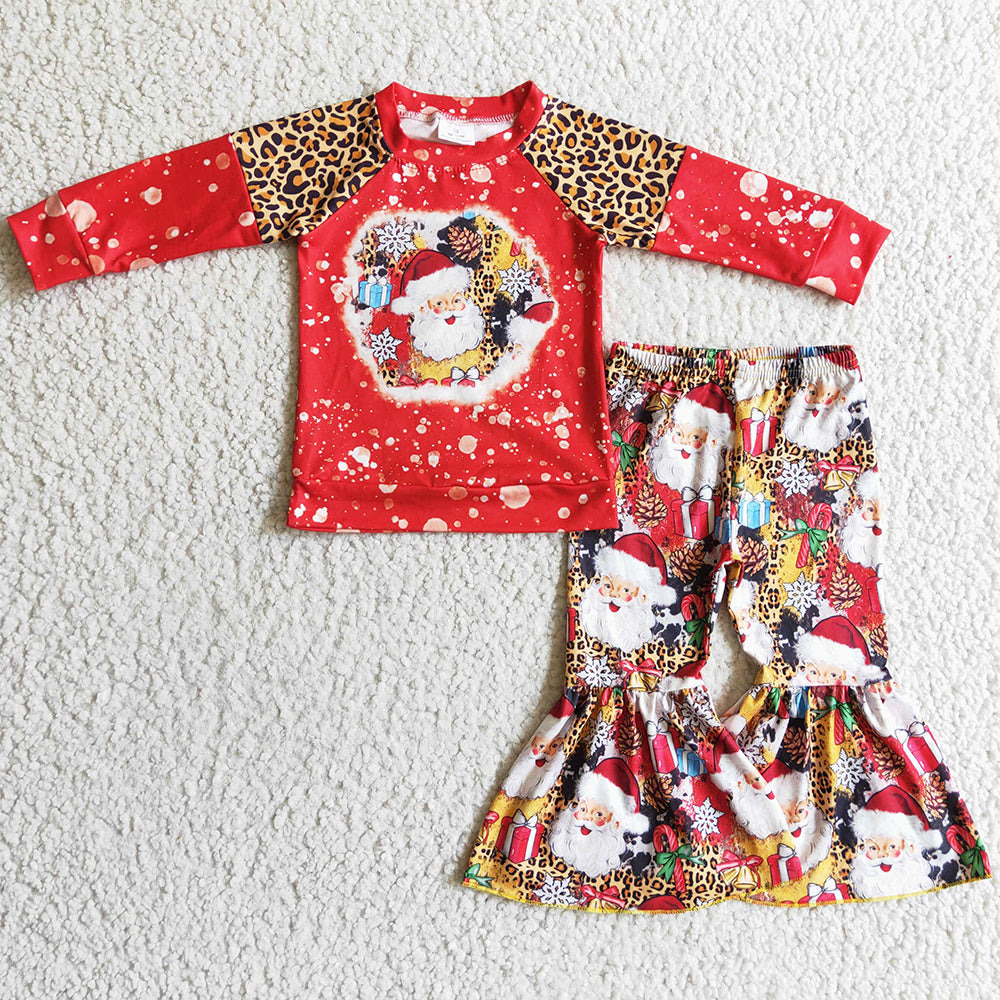 New Fashion Baby Girl Clothes Chirstmas Long Sleeve Bell Bottom Outfits GLP0323