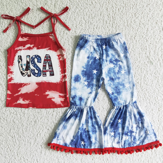 Baby Girl Clothes Bell Pants Set USA Boutique July 4th Kids Clothes Girls Outfit GSPO0068