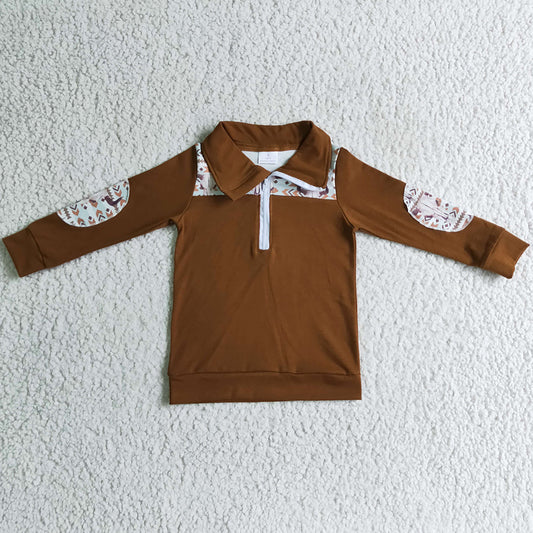 Fall Boutique Boys Clothes Top Cow Print Baby Boys T-shirt BT0087