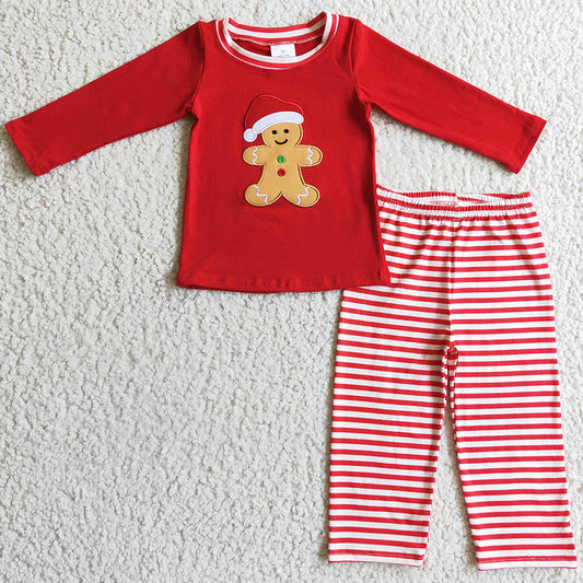 Christmas Baby Boys Clothes Gingerbread Embroidery Boys Outfits BLP0122 GLP0296