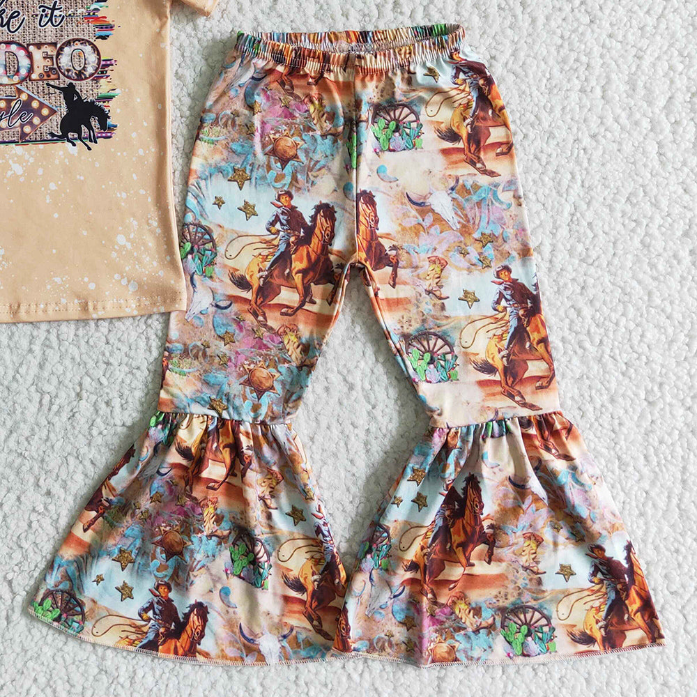 Weatern Style Baby Girls Clothes Fashion Girls Clothing Bell Bottom Outfits Boutique Kids Clothing GSPO0022