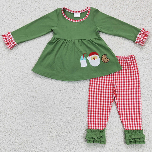 RTS Baby Girl Clothes Santa Claus Embroidery Boutique Girls Outfits GLP0356 LR0233