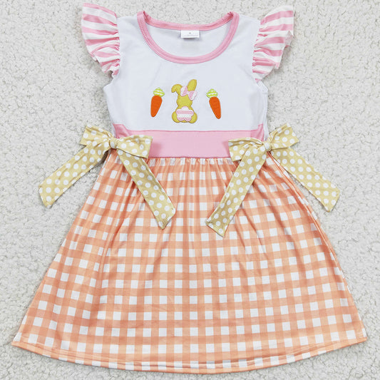 Cute Bunny Embroidery Girls Dress Boutique Easter Day Baby Girl Dresses GSD0163