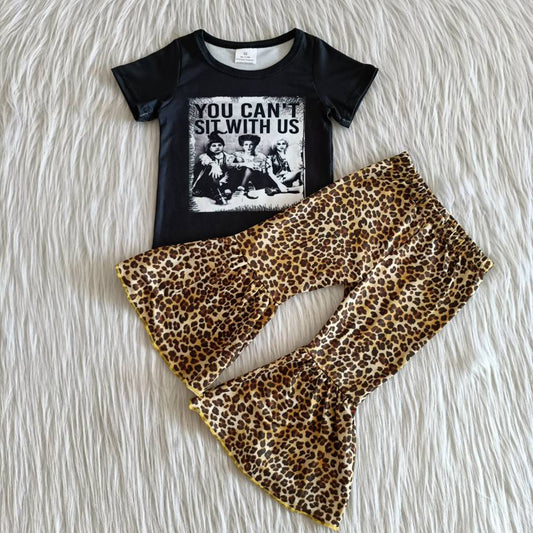 Halloween Baby Girls Clothes Set Boutique Kids Clothing Girls Leopard Bell Bottom Outfits Cute Girls Clothing A0-23