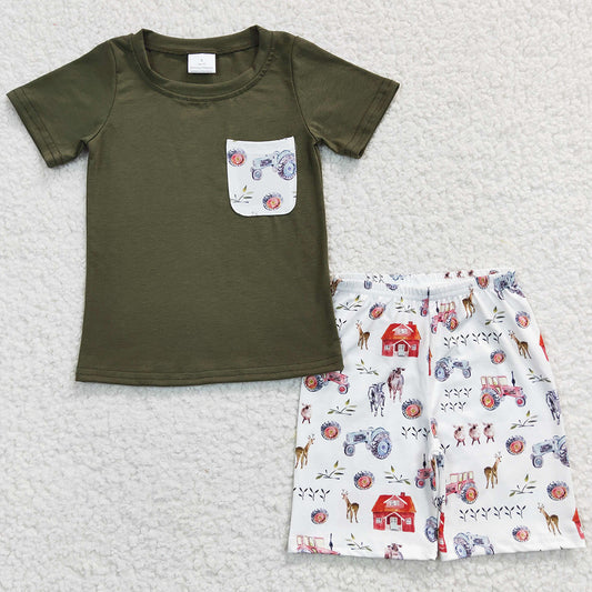 Summer Baby Boys Clothes Farm Print Cute Outfits BSSO0131 5.16
