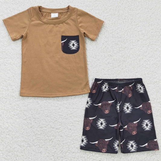 Boutique Boys Clothing Cow Print Cute Kids Boy Outfits BSSO0148 6.10