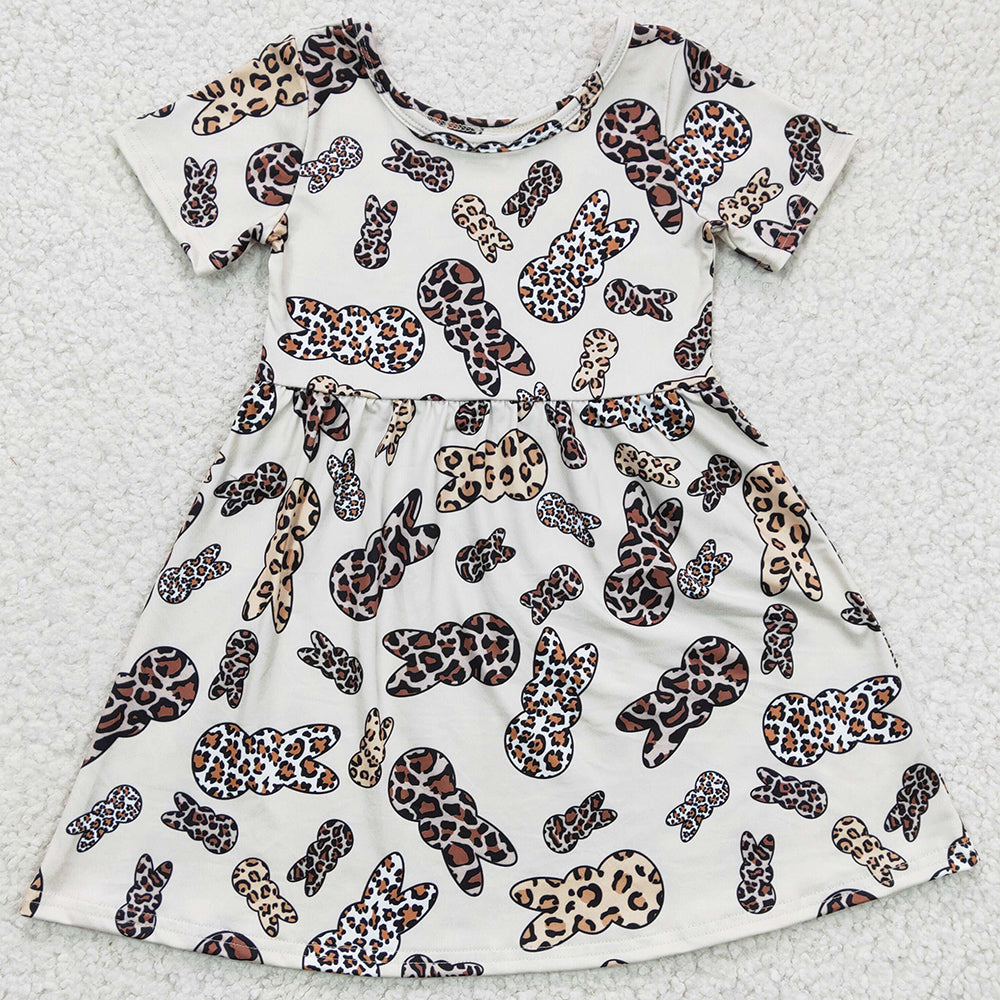 Cute Baby Girls Dress Easter Bunny Print Boutique Girl Dresses GSD0227