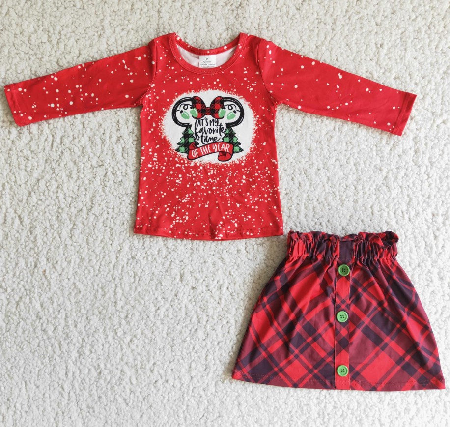 Hot Sale Baby Girl Clothes Christmas Day Cute Long Sleeve T-shirt with Skirt Boutique Kids Girls Toddler Outfits 6 A1-20 11.19