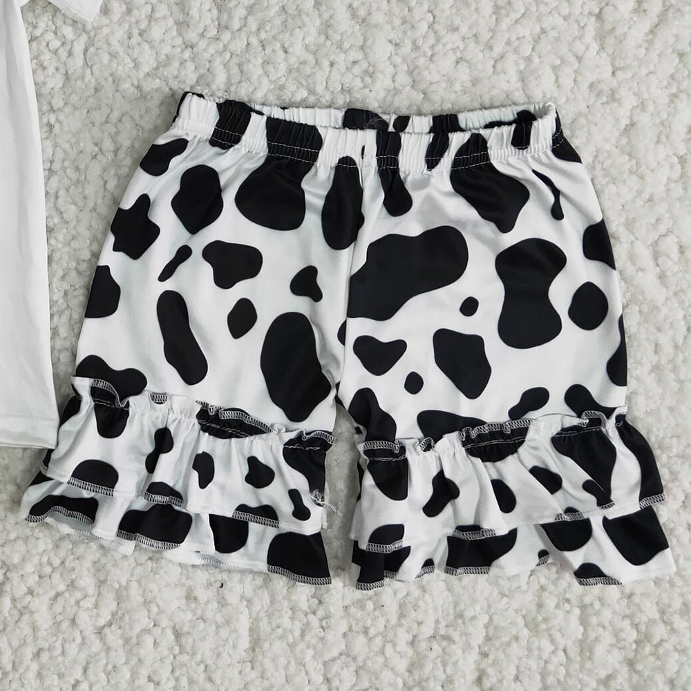 Hot Sale Baby Girl Clothes Cow Print Cute Toddler Girls Clothes Kids Outfits Wholesale B5-23
