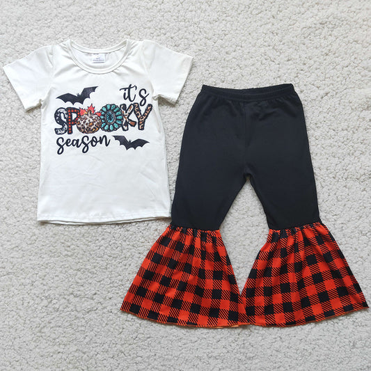 New Design Kids Girls Clothing Short Sleeve Bell Pants Set Halloween Toddler Baby Girls Clothes Boutique Outfits E4-17