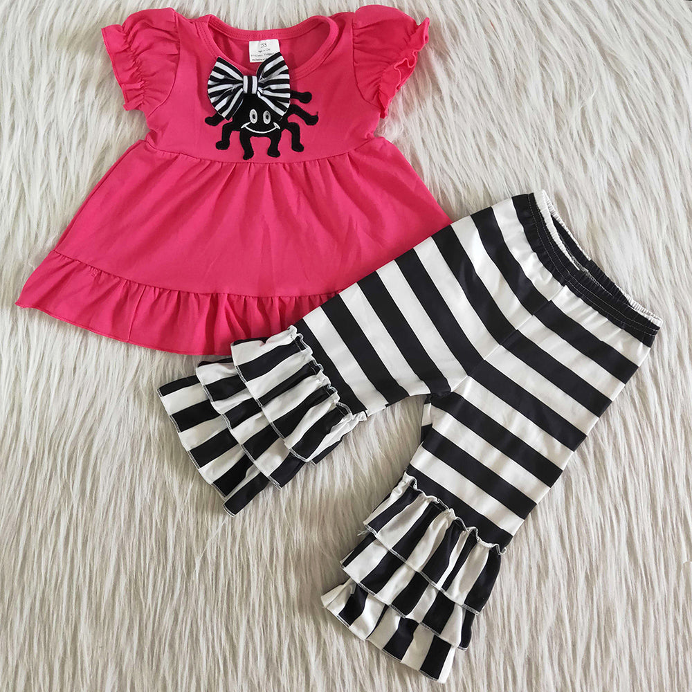 Embroidery Boutique Girls Clothing Set Halloween Toddler Baby Girls Clothes Wholesale Kids Children Clothing C2-8-1