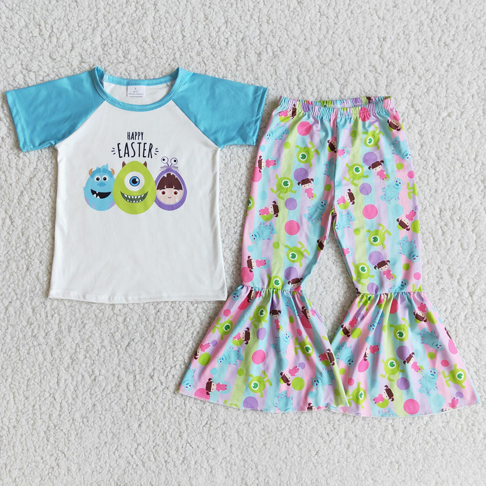 RTS Baby Girls Clothes Outfits Easter Egg Cute Toddler Girl Clothes Bell Pants Sets Hot Sale Kids Clothes Wholesale