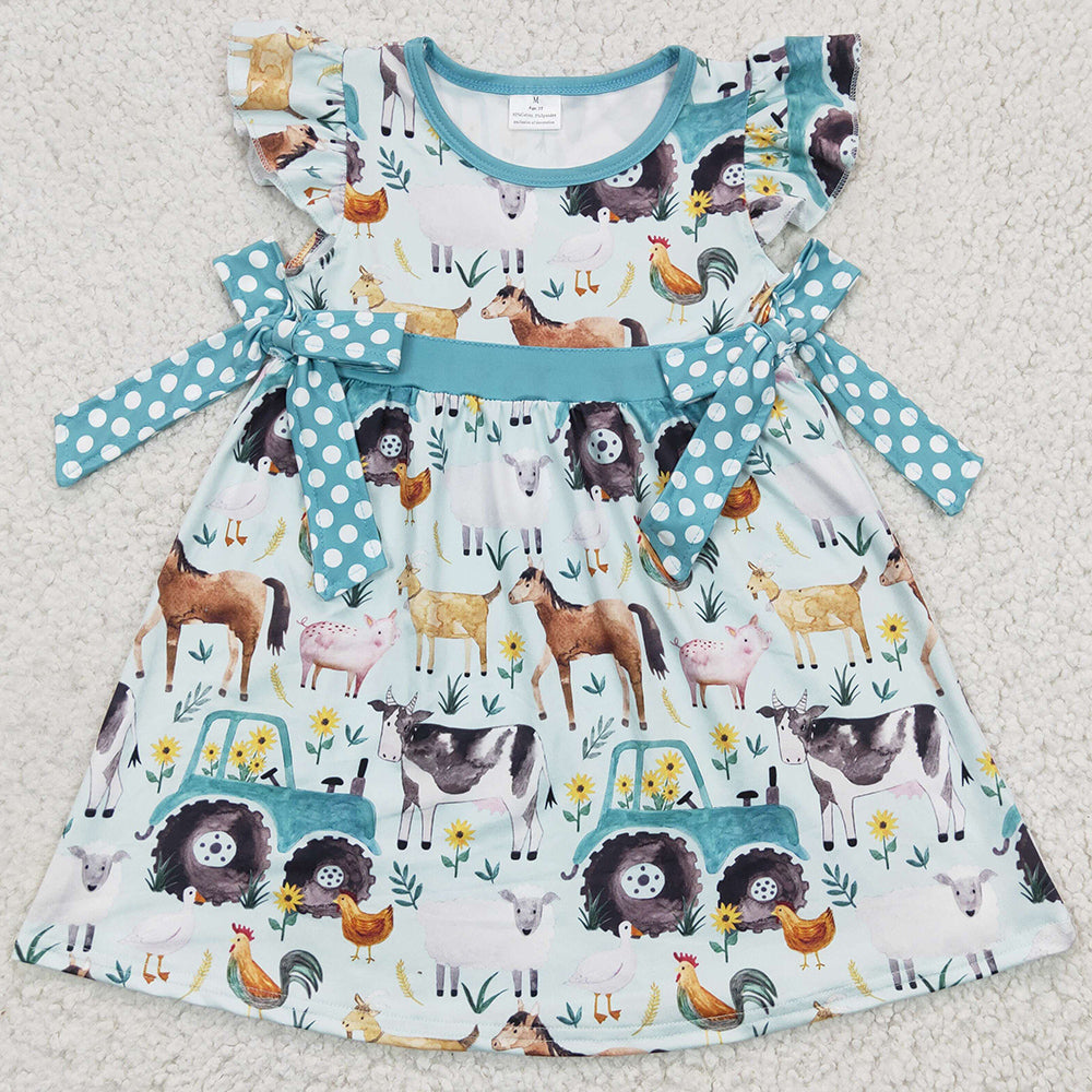 Hot Sale Baby Girls Dresses Farm Print Cute Girls Dresses GSD0162