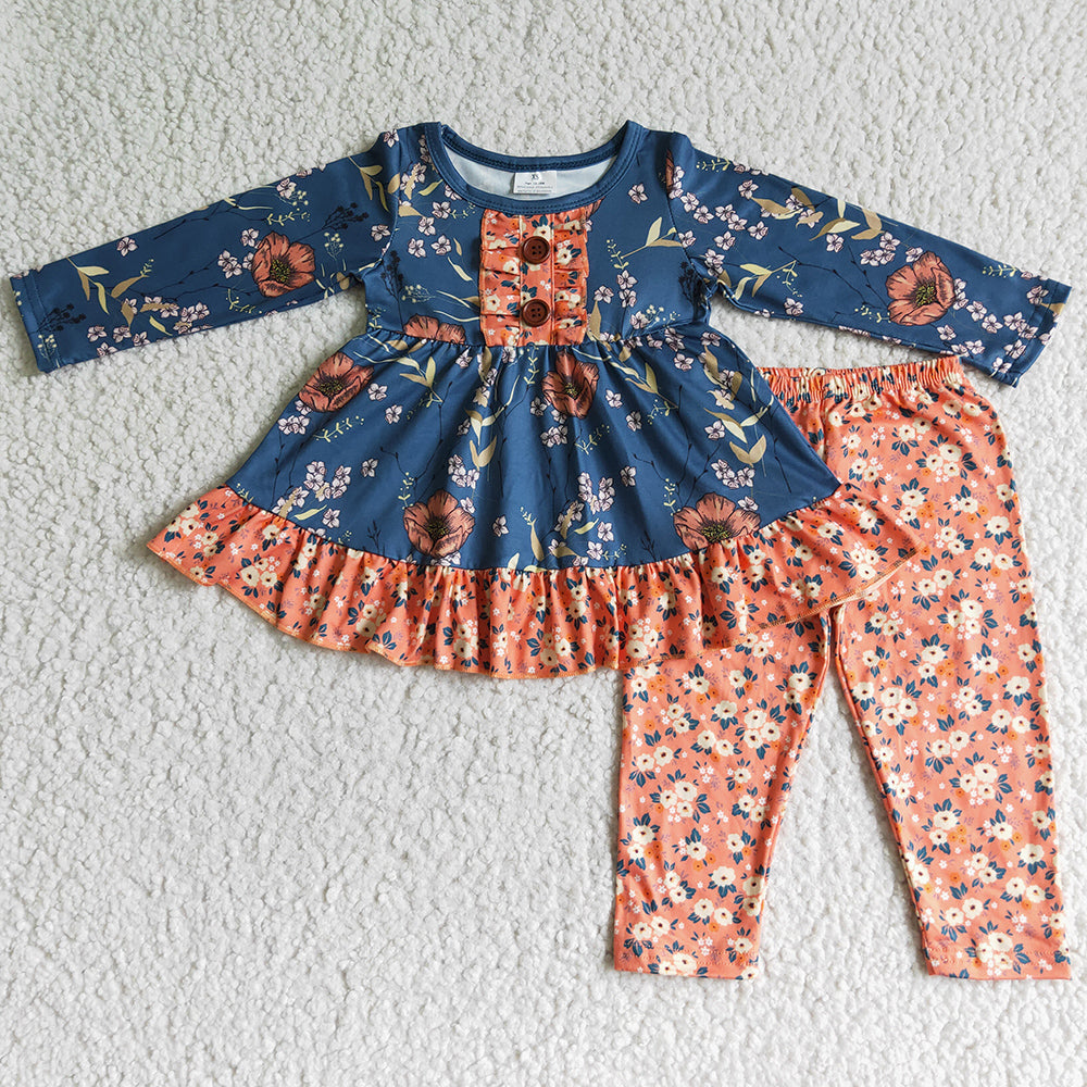 Flower Print Boutique Girls Clothing Toddler Outfits 6 B4-22