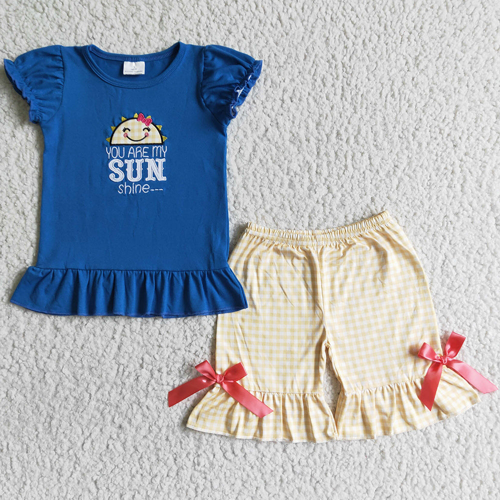 New Fashion Baby Girl Designer Clothes Summer Girls Outfits Embroidery Boutique Kids Sibling Boys Clothing Set GSSO0096