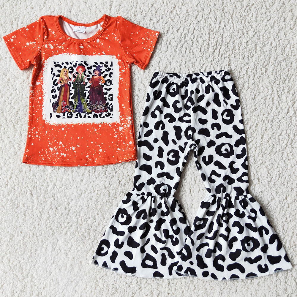 Hot Sale Toddler Girls Clothes Fall Halloween Kids Designer Clothes Girls Bell Bottom Outfits Set Boutique Baby Girl Clothing E3-18