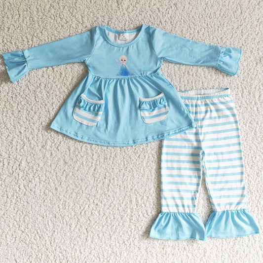 Hot Sale Baby Girl Clothes Blue Outfits 6 C11-5