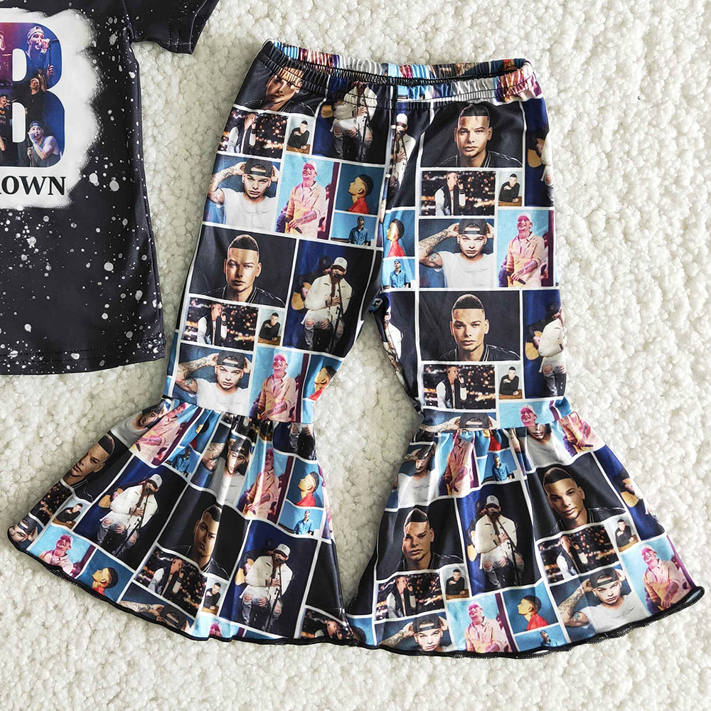 RTS Baby Girls Clothes Bell Pants Set Fashion Kids Boutique Clothes Toddler Outfits Shoer Sleeve T-shirt Girls Clothing B7-14