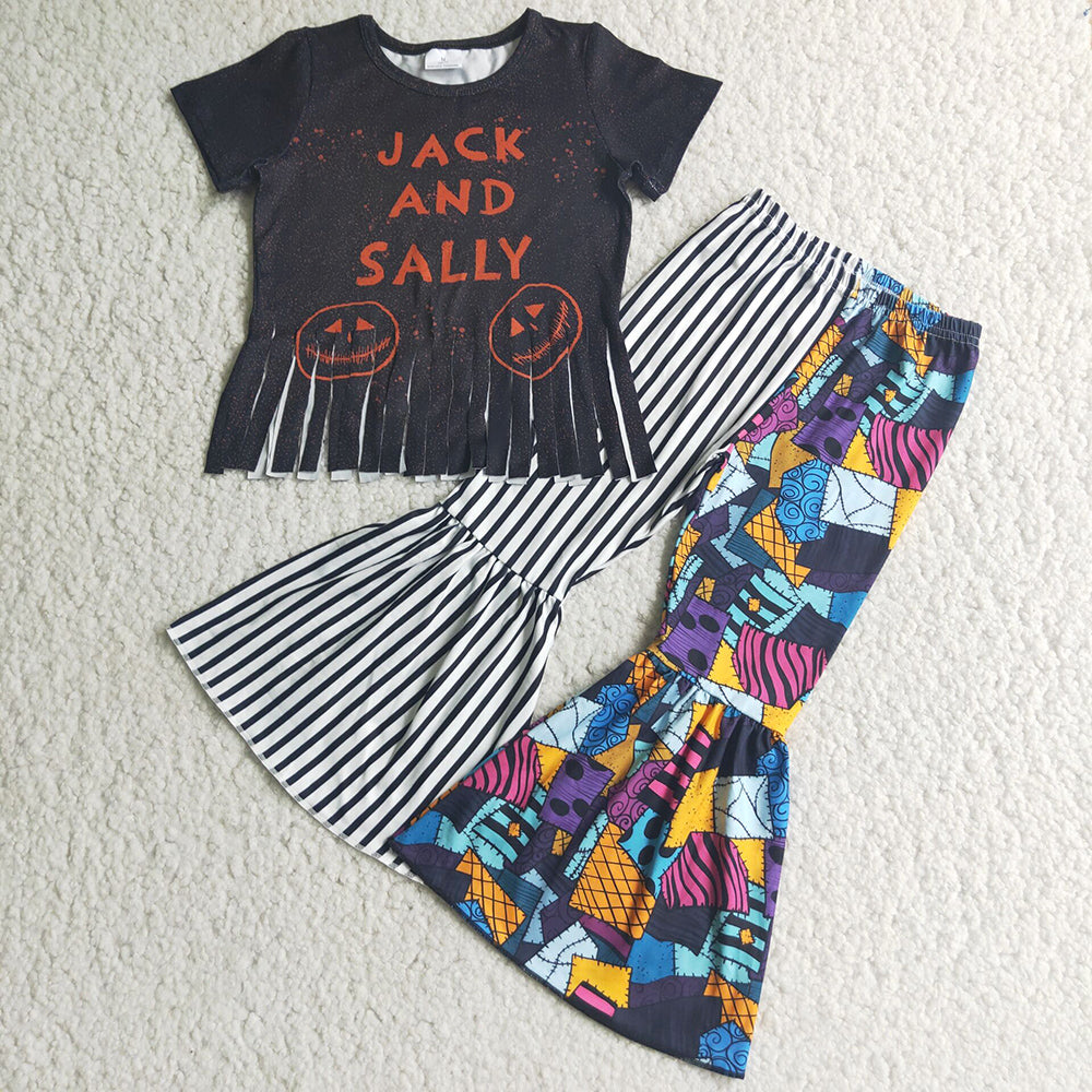 Fashion Girls Boutique Clothing Kids Halloween Outfits Fall Baby Girls Clothes Bell Pants Set Wholesale New E4-12