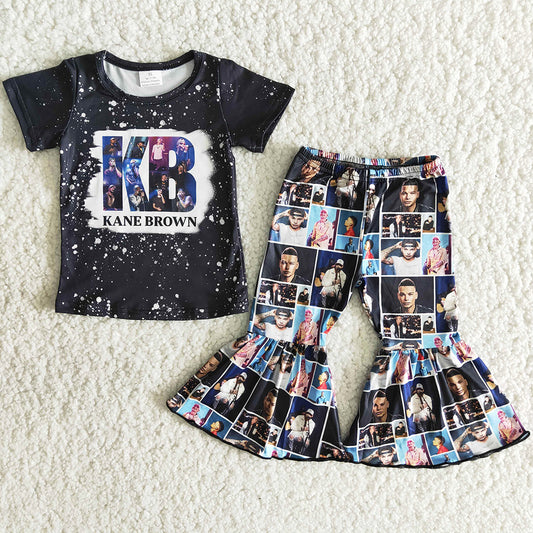 RTS Baby Girls Clothes Bell Pants Set Fashion Kids Boutique Clothes Toddler Outfits Shoer Sleeve T-shirt Girls Clothing B7-14