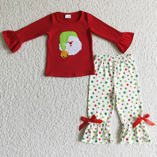 Christmas Girls Clothing Santa Claus Embroidery Boutique Kids Sibling Outfits GLP0099 9.9