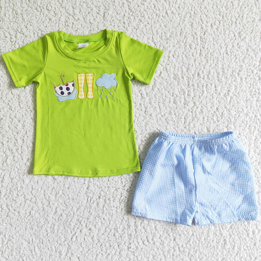 Summer Boys Clothes Embroidery Boutique Kids Clothes Boys Outfits BSSO0082