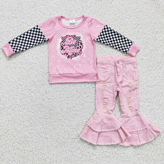Valentine's Day Girl Clothes Jeans Bell Pants Set Boutique Girls Outfits GT0086