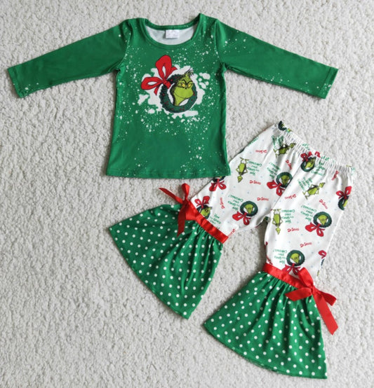 Christmas Girls Clothes Bell Bottom Pants Set Boutique Baby Kids Clothing Outfits 6 C6-20