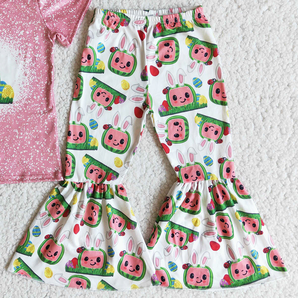 Wholesale Baby Girls Clothes Easter Bunny Girls Clothing Bell Bottom Outfits