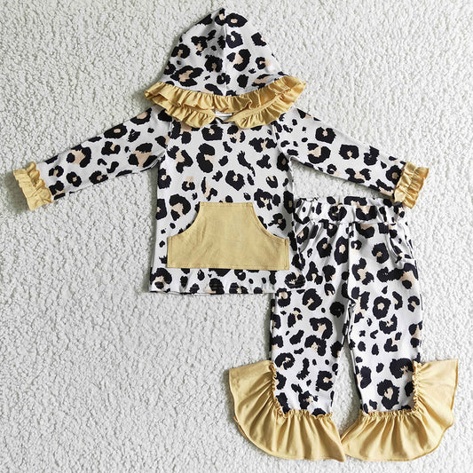 Boutique Girls Clothes Hoodie Set Leopard Print Fashion Baby Girl Clothes Sister Hooded Outfits GLP0299