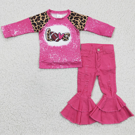 New Design Baby Girls Clothes Top Jeans Bell Bottom Outfits GT0082