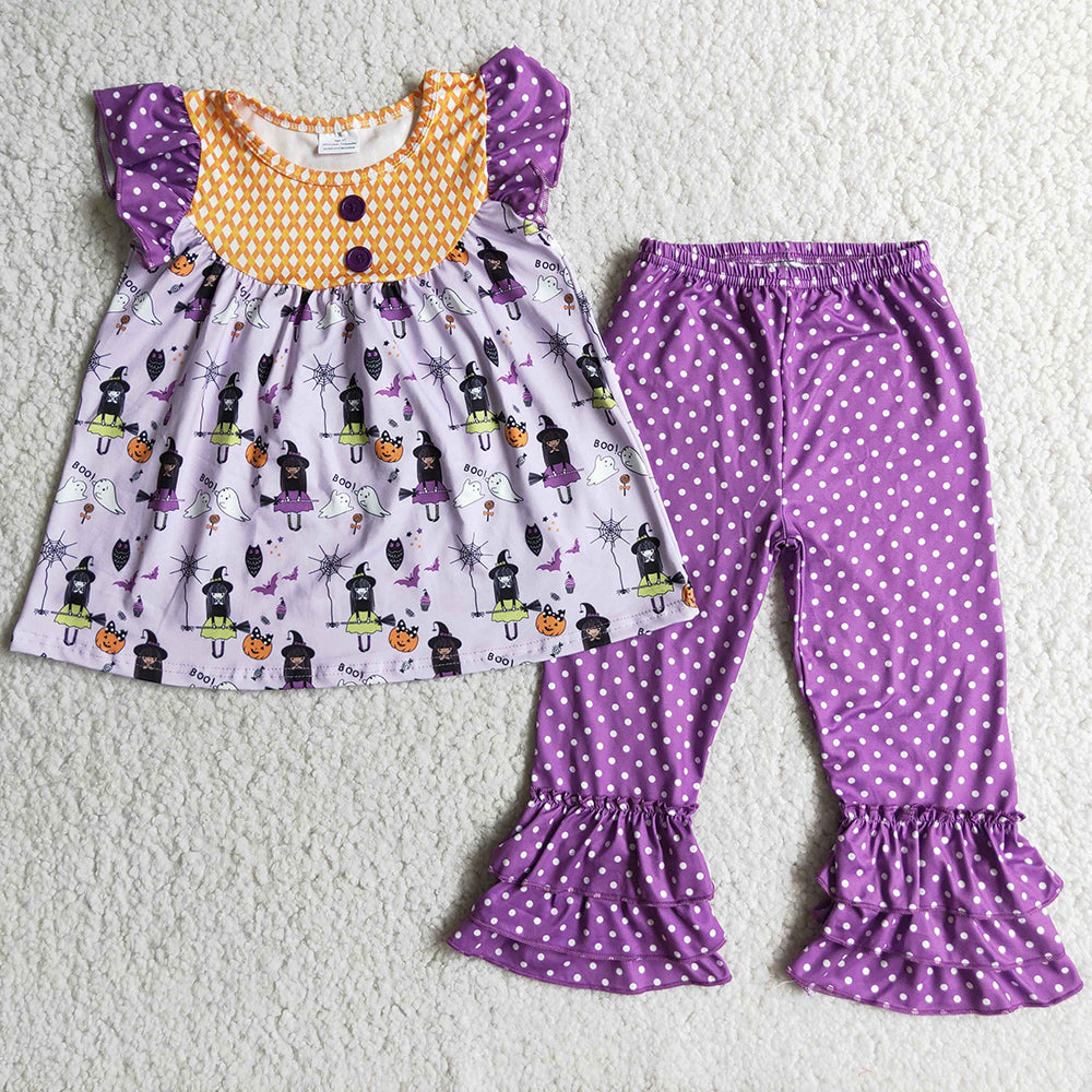 Hot Sale Girl Clothing Halloween Outfits Boutique Toddler Baby Girl Clothes Set Fashion Fall Kids Children Clothes D2-3