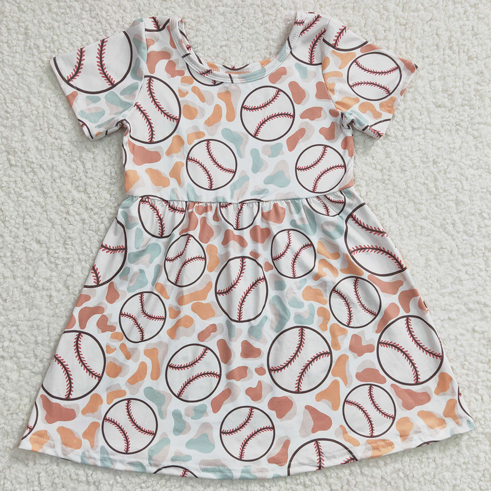 Boutique Baby Girls Dress Baseball Print Cute Girls Summer Dresses GSD0249 5.7