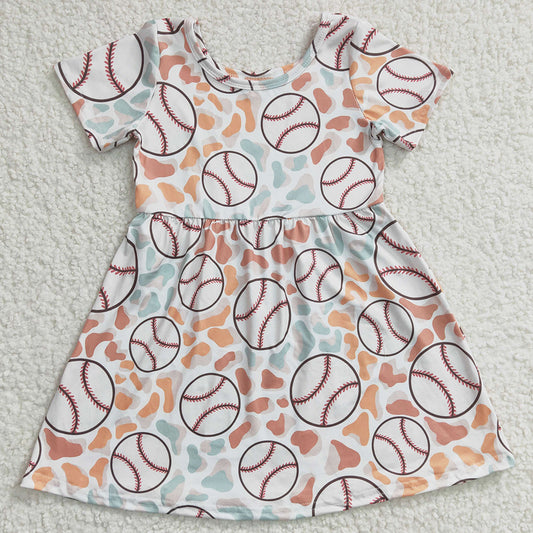 Boutique Baby Girls Dress Baseball Print Cute Girls Summer Dresses GSD0249 5.7