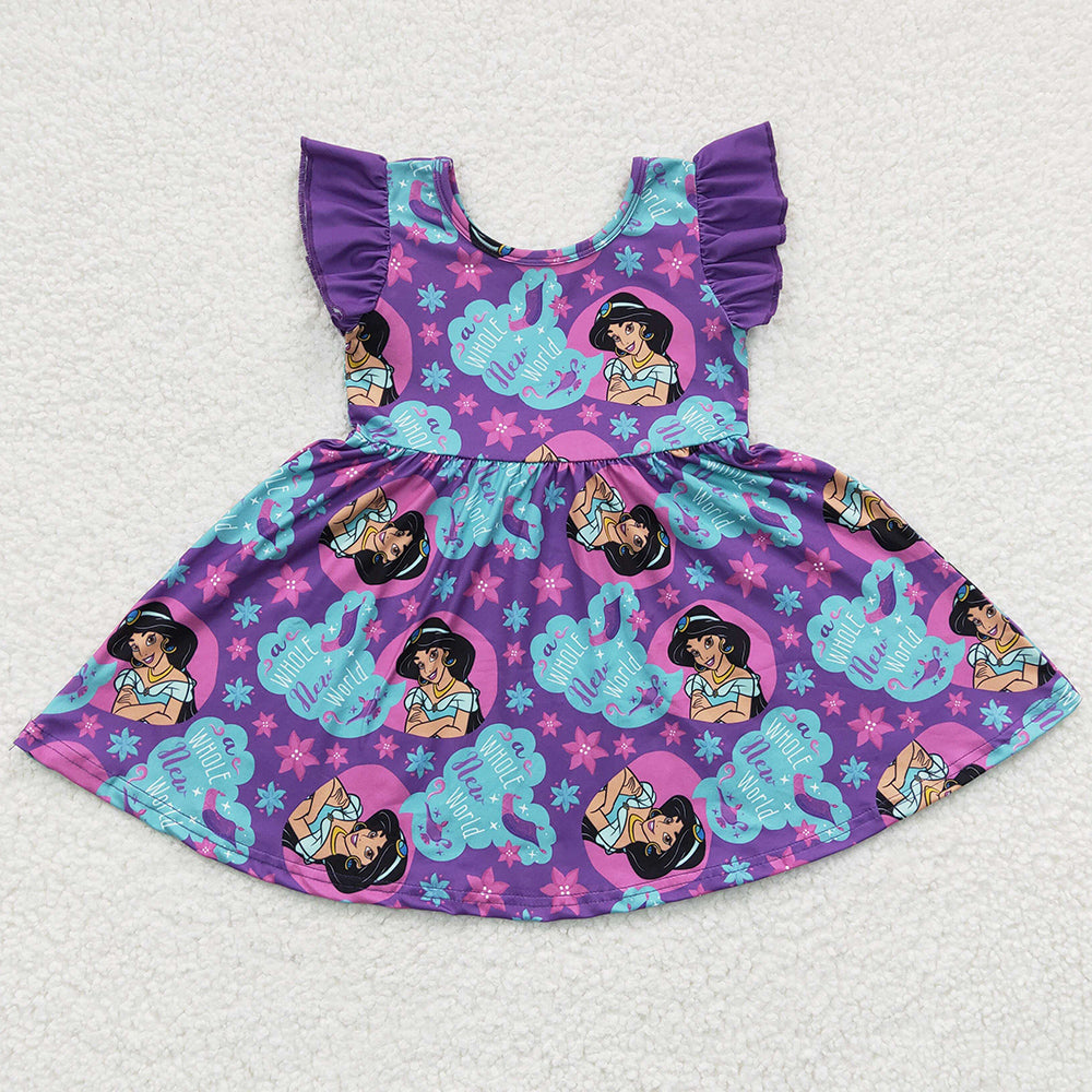 Boutique Girls Dress Fashion Baby Girls Dress Short Sleeve Twirl Dress GSD0230