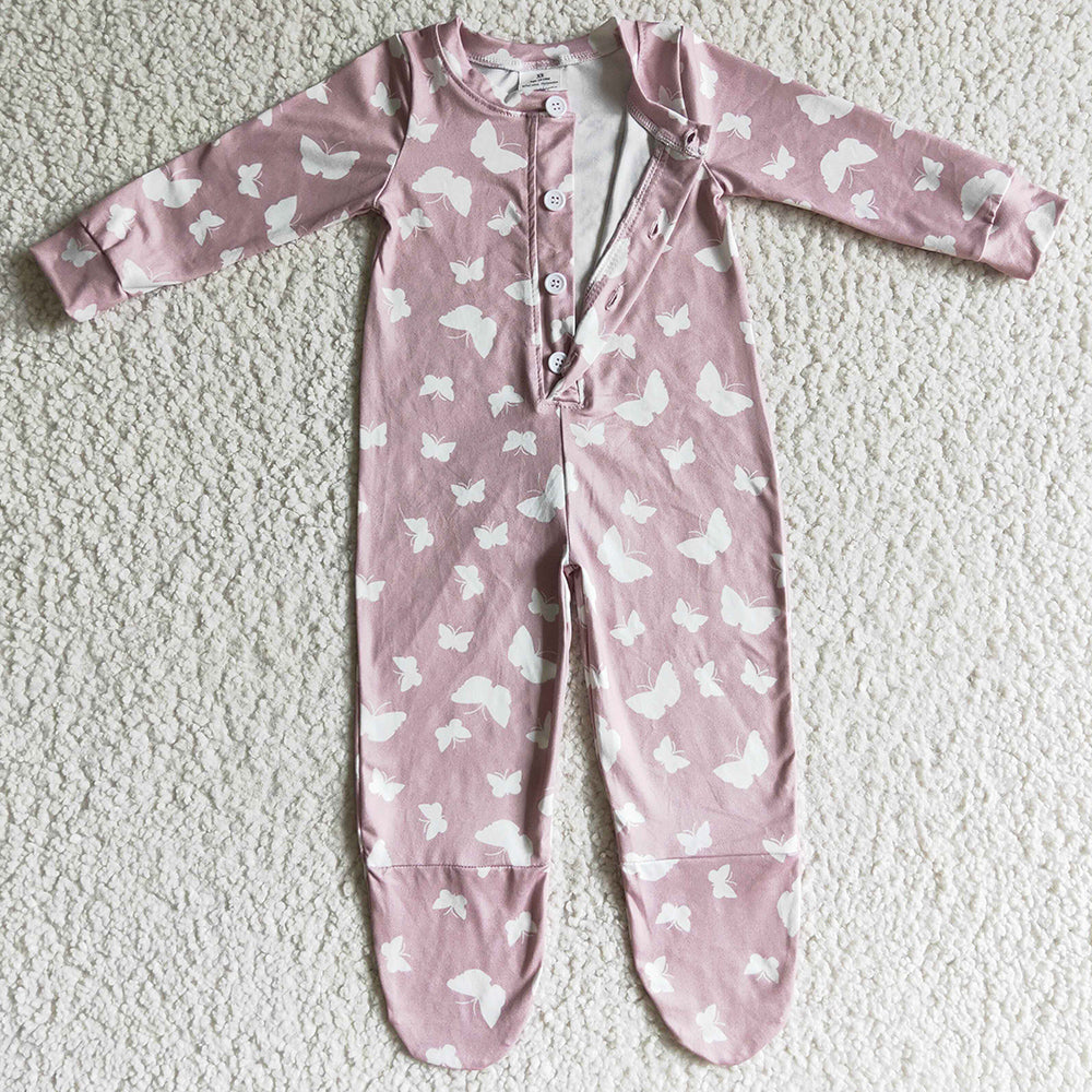 Boutique Infant Baby Footie Rompers Long Sleeve Girls Boutique Romper LR0118