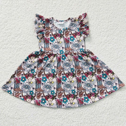 Fashion Girls Dress Summer Baby Girls Short Sleeve Twirl Dress GSD0165