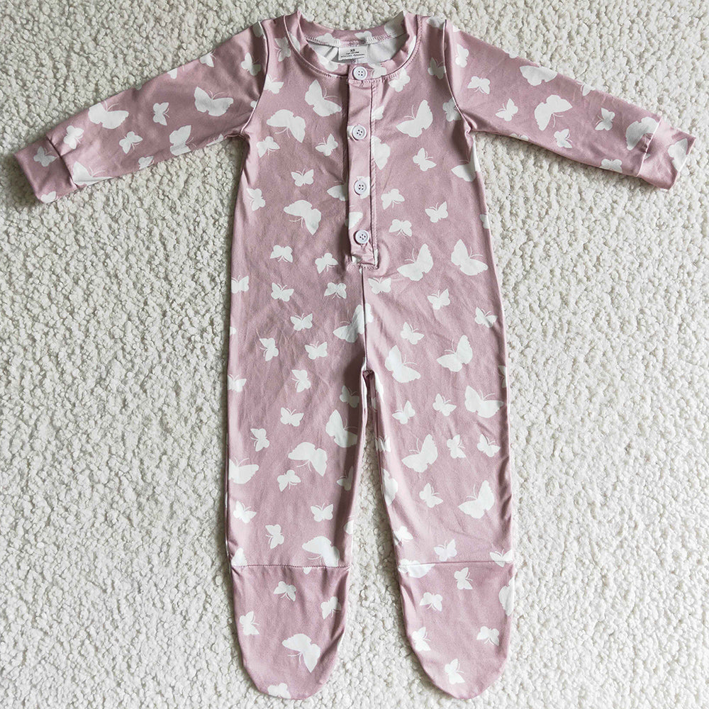 Boutique Infant Baby Footie Rompers Long Sleeve Girls Boutique Romper LR0118