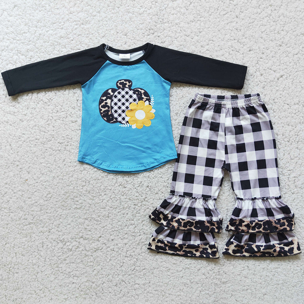 Boutique Baby Girls Clothes Fall Outfits Pumpkin Halloween Kids Girls Clothes Set 6 A2-17