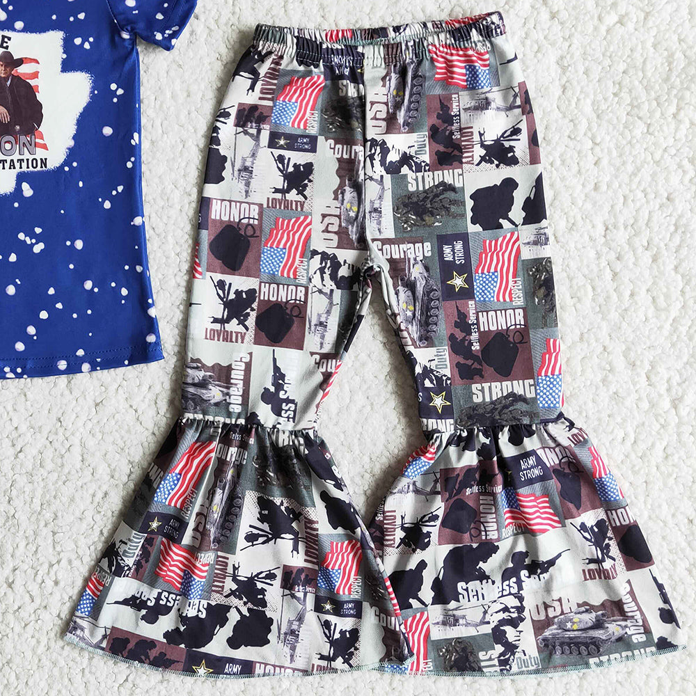 Boutique Baby Girls Clothes Short Sleeve Bell Bottom Pants Kids Clothes Girl Spring Set E13-12 4.1