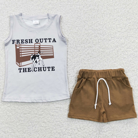 Baby Boys Clothes Summer Western Cow Tee Shirts Shorts Sets BSSO0223 6.20